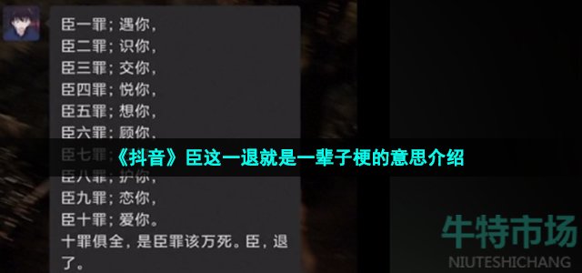 《抖音》臣这一退就是一辈子梗的意思介绍