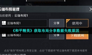 《和平精英》获取布局分享数据失败原因