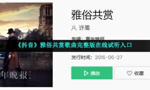 《抖音》雅俗共赏歌曲完整版在线试听入口