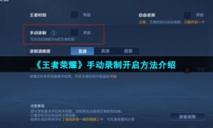 《王者荣耀》手动录制开启方法介绍