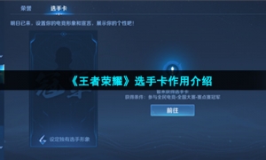 《王者荣耀》选手卡作用介绍