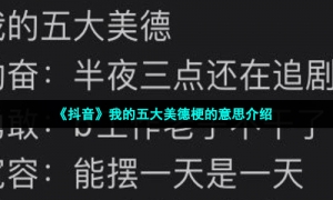 《抖音》我的五大美德梗的意思介绍