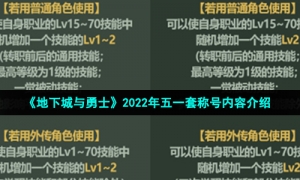 《地下城与勇士》2022年五一套称号内容介绍