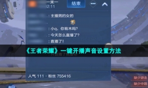 《王者荣耀》一键开播声音设置方法